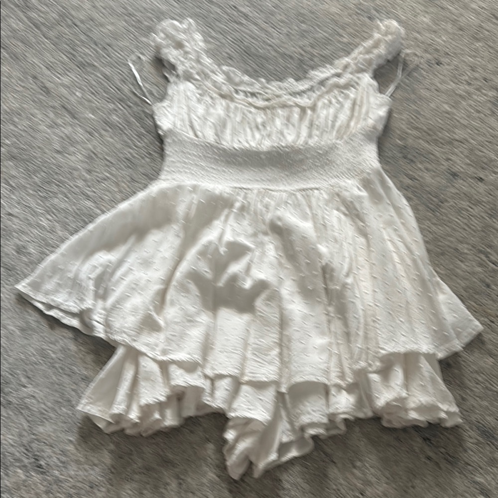 White Ruffled Urban Outfitters Romper